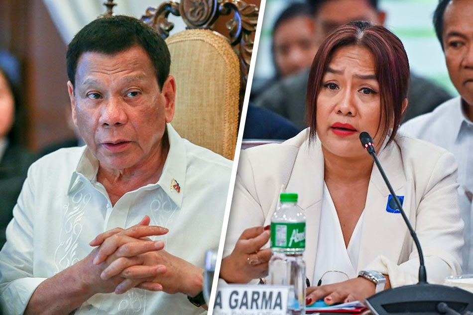 Former President Rodrigo Duterte and former police Criminal Investigation and Detection Group (CIDG) officer Royina Garma. ABS-CBN News/file